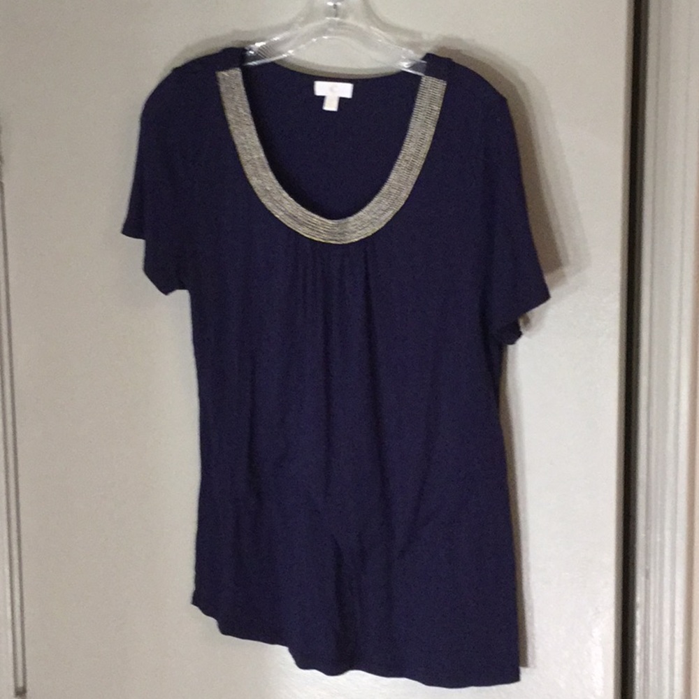 Midnight blue ladies top by designer “C”; Medium.